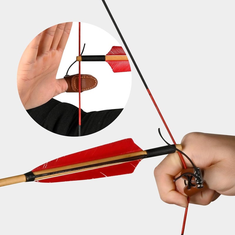 SP.G Leather Archery Thumb Ring - Double Layer Archery Thumb Draw Ring Archery Thumb Glove Traditional Bow Thumb Ring Shooting Thumb Protector for Mongolian Recurve Archery Ring - Image 5